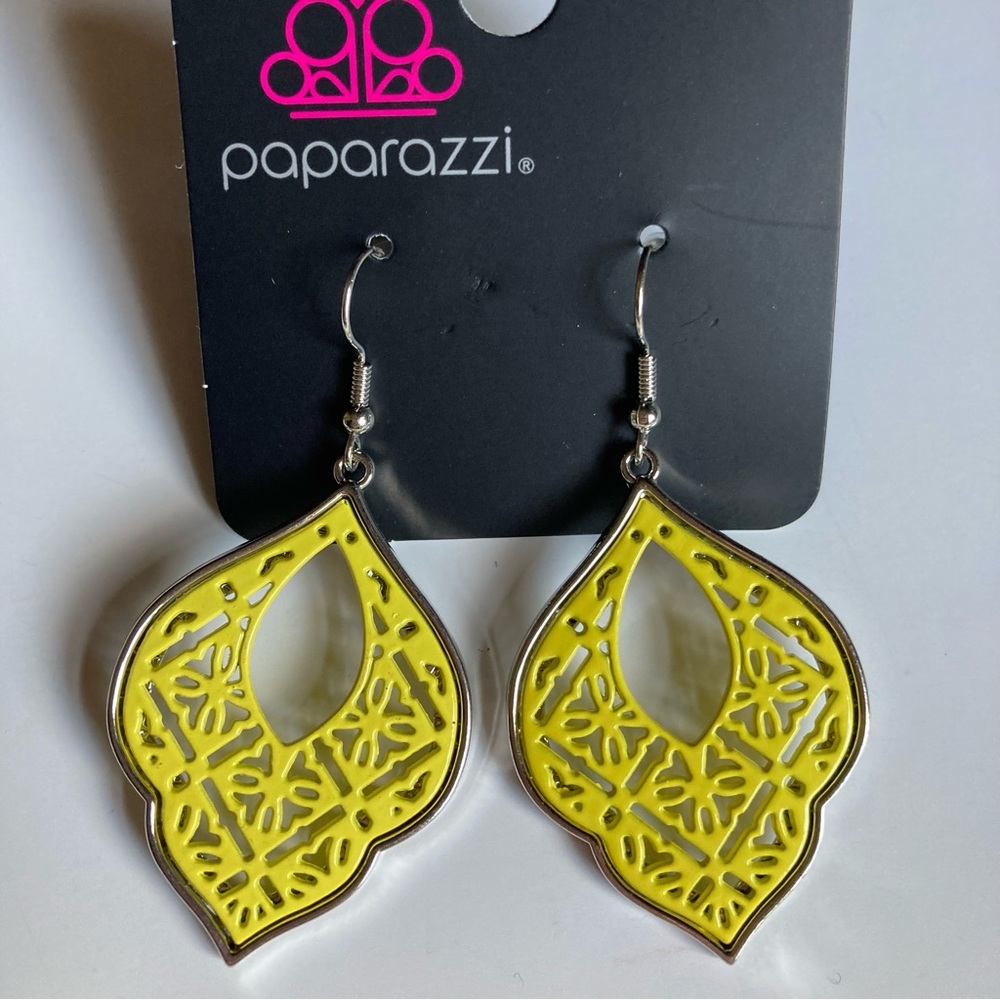 NWT Yellow Ornate Dangle Earrings